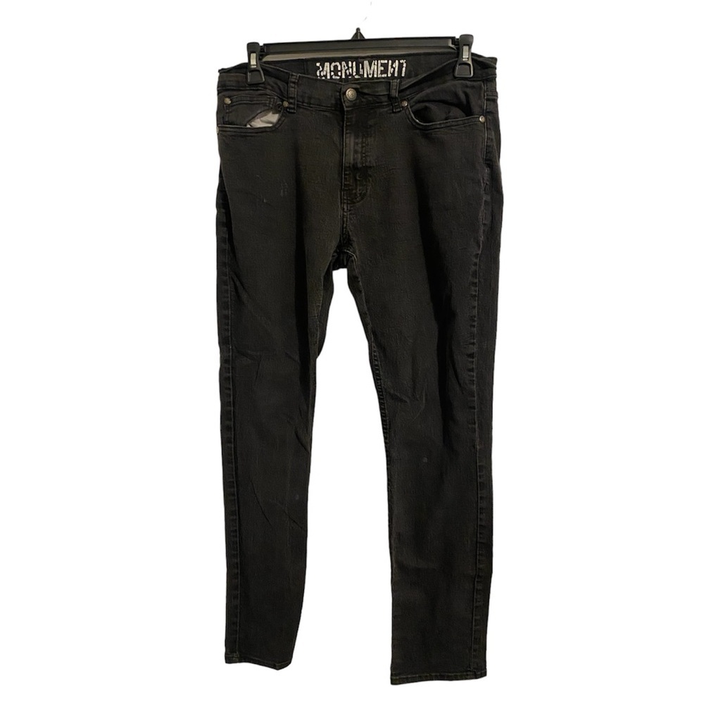 MONUMENT Men's Black Slim Straight Leg Jeans